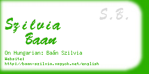 szilvia baan business card